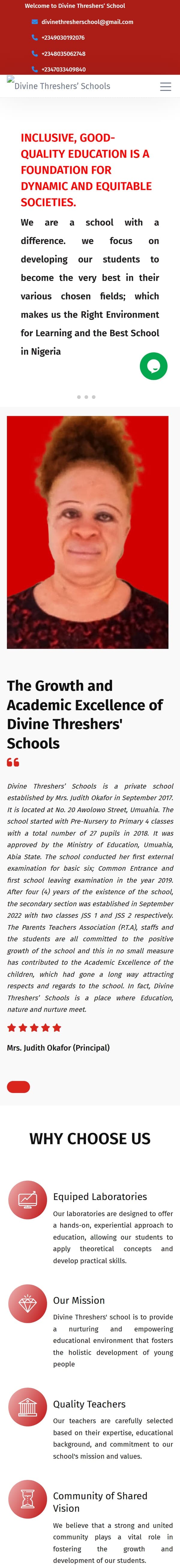 Divine Threshers' Schools on mobile