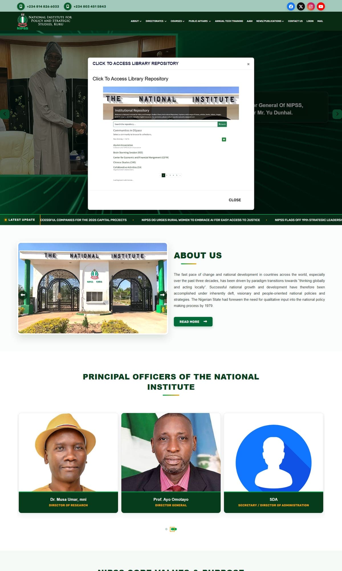 National Institute for Policy and Strategic Studies website