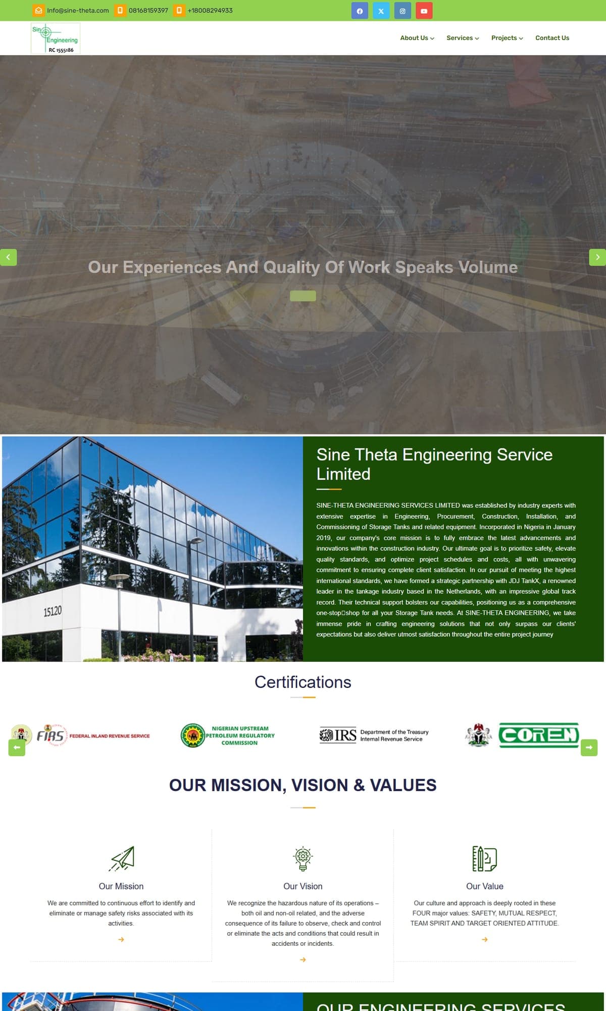 Sine-Theta Engineering Services website
