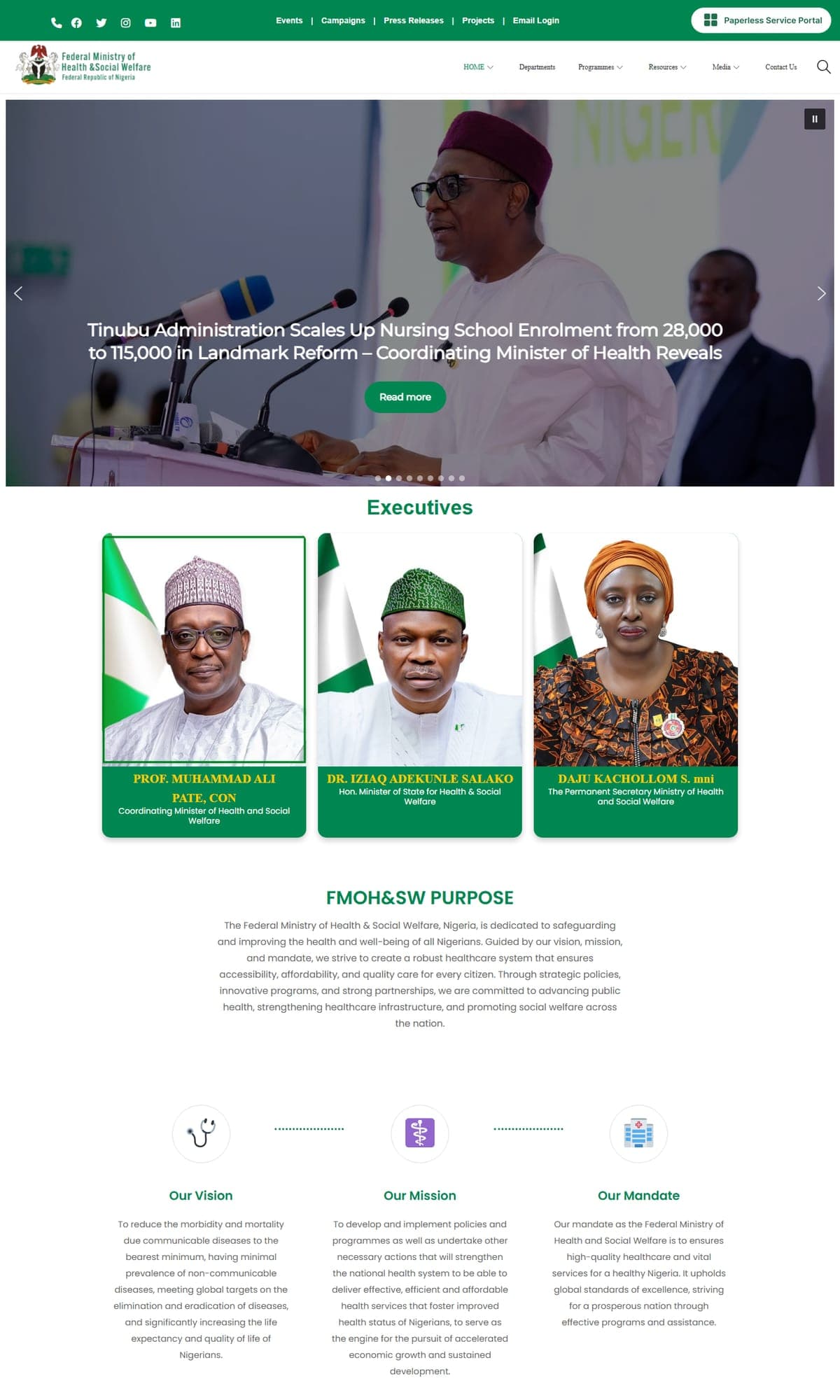 Federal Ministry of Health & Social Welfare website